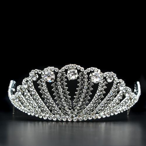 Imitation Rhodium Brass Tiaras & Hair Clip with Top Grade - Bride Vibes